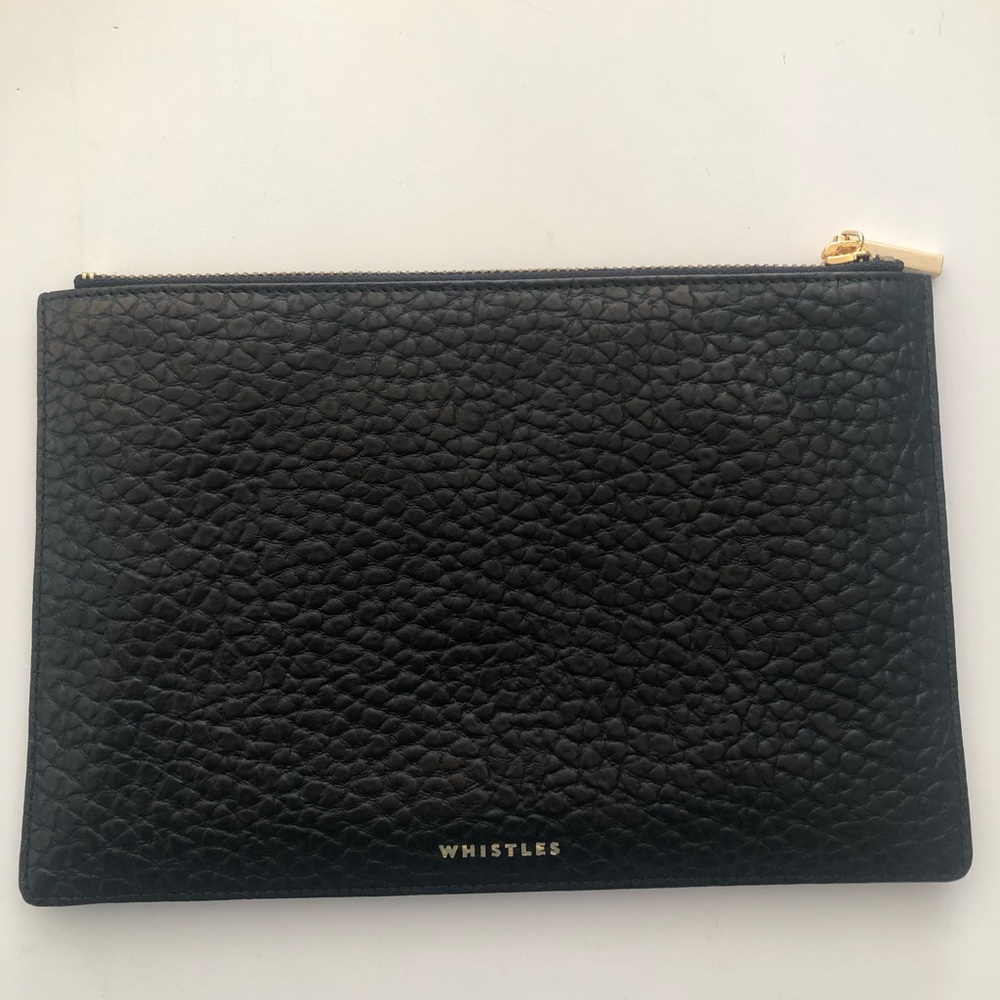 Black Leather Flat Clutch